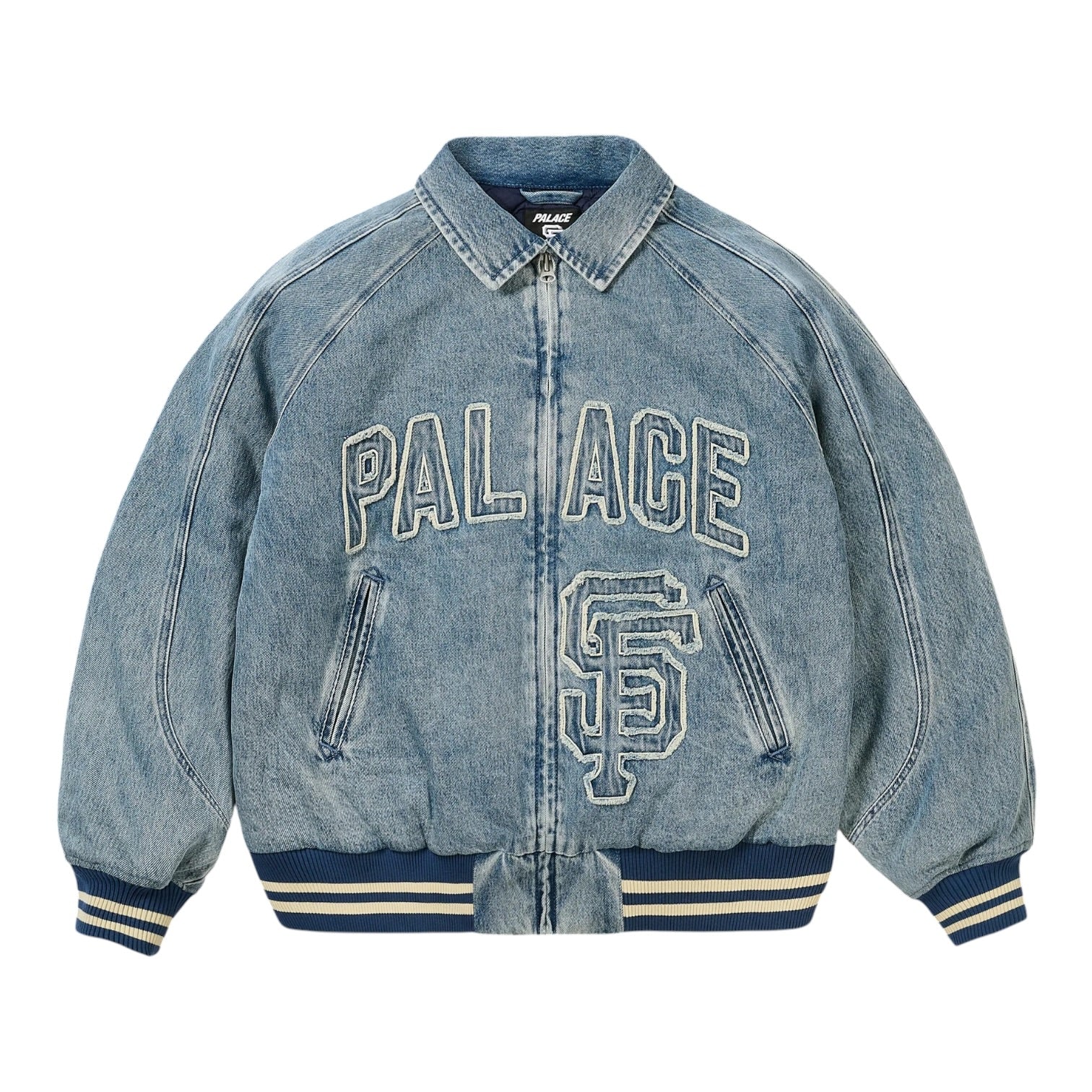 Palace x Giants Denim Varsity Jacket – Washed Blue