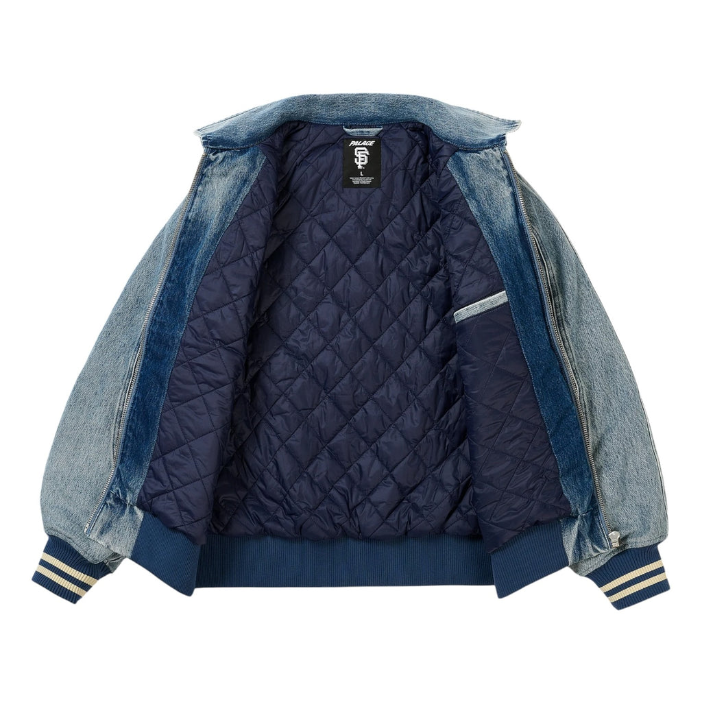 Palace x Giants Denim Varsity Jacket – Washed Blue