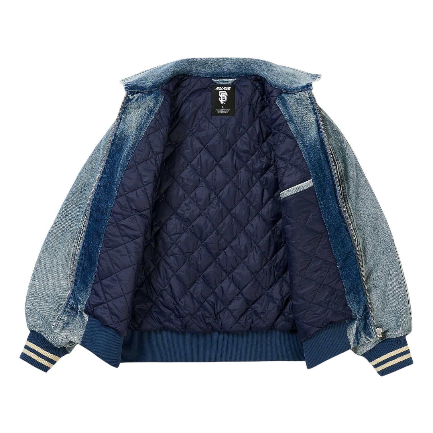 Palace x Giants Denim Varsity Jacket – Washed Blue